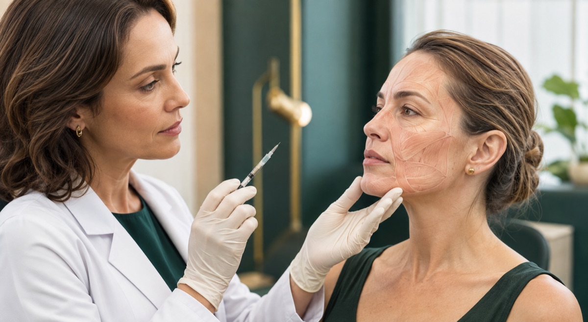 Ilustração médica sobre botox
