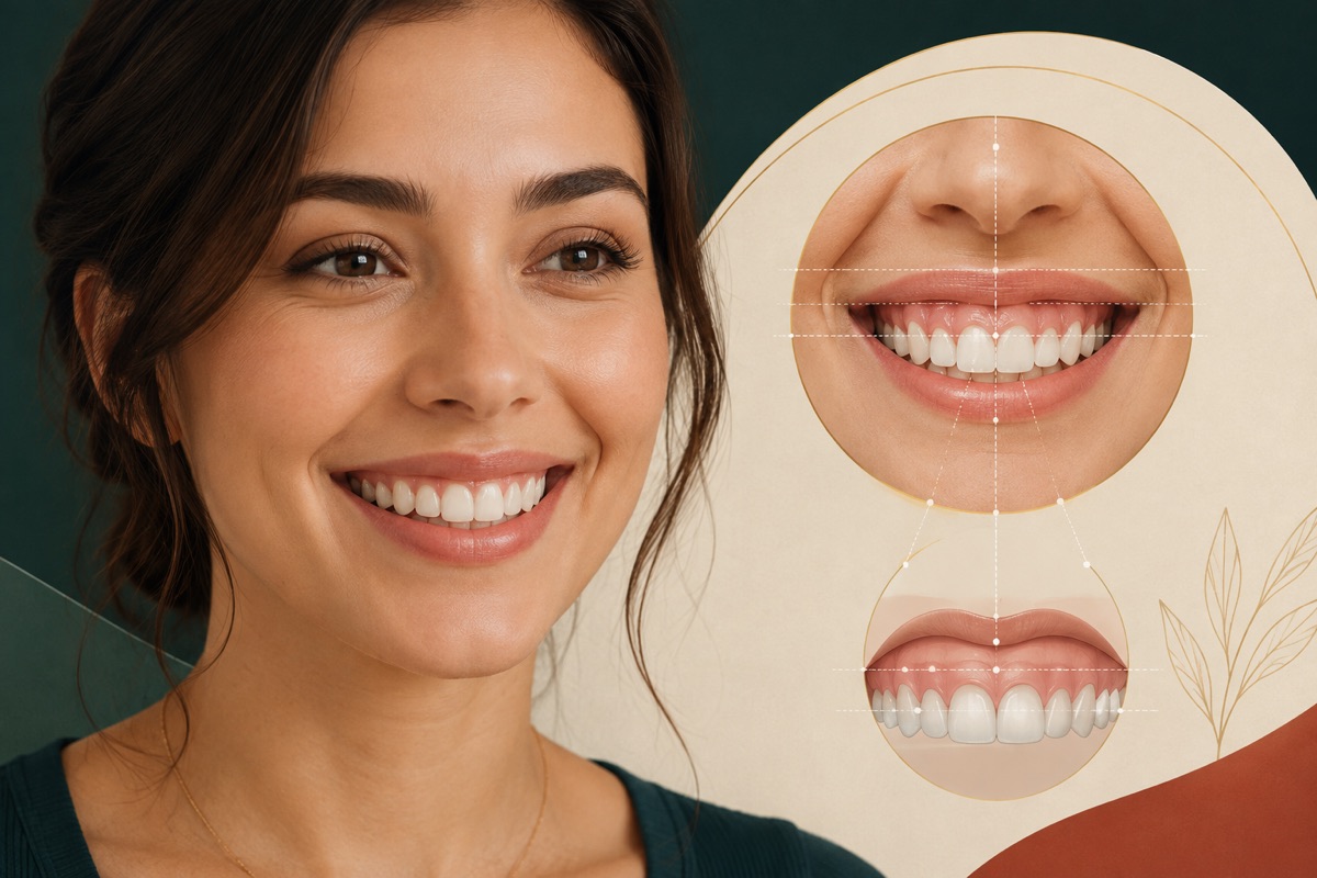 Ilustração médica sobre botox para sorriso gengival