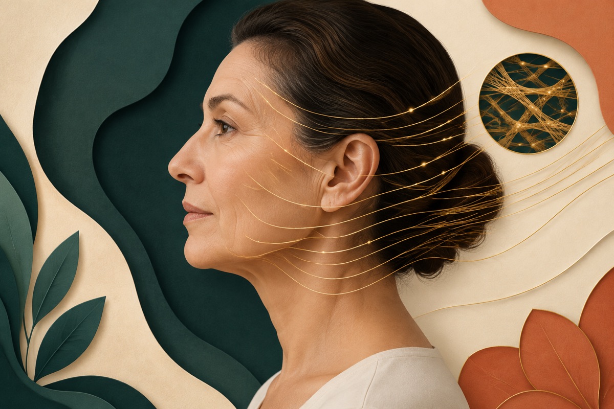 Ilustração médica sobre flacidez facial