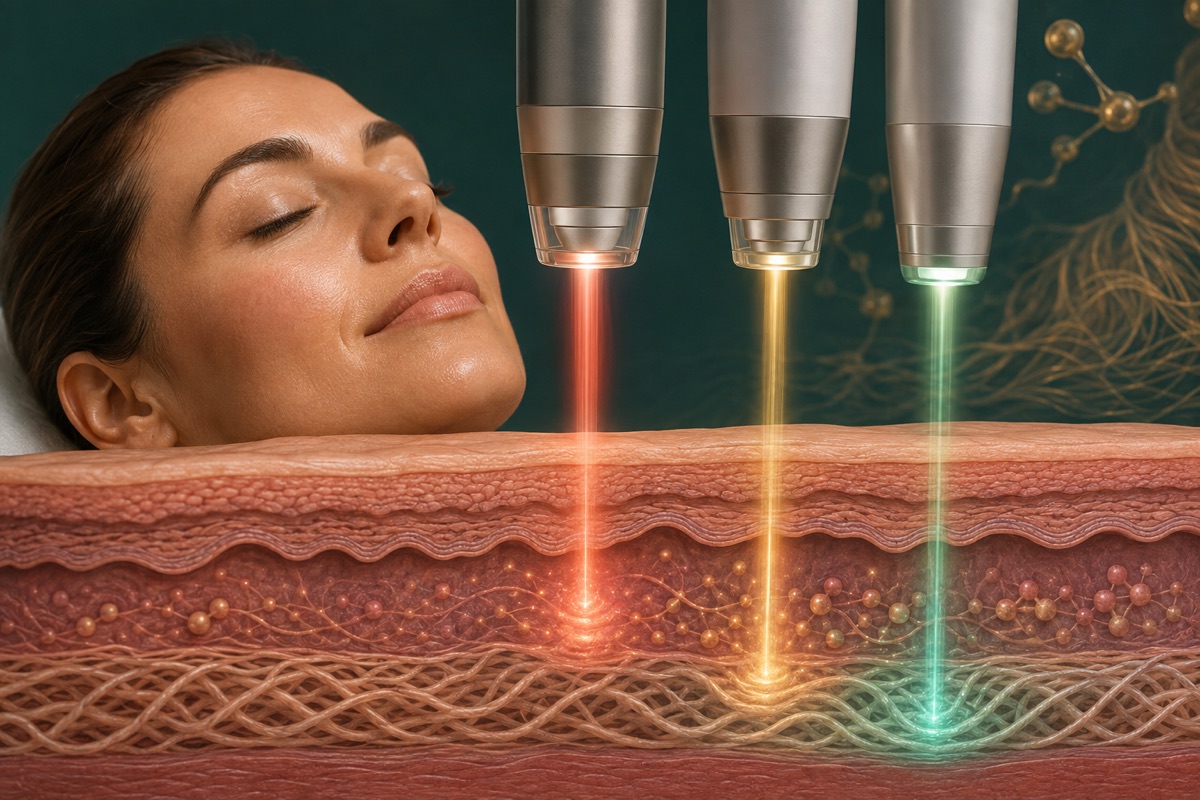 Ilustração médica sobre laser facial